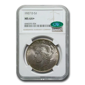 1927-D Peace Dollar MS-64+ NGC CAC - Picture 1 of 3