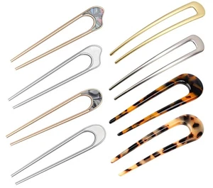 8pcs U Shape Hairpins, BetterJonny French Hair Forks Tortoise Shell U Shape...  - Picture 1 of 7
