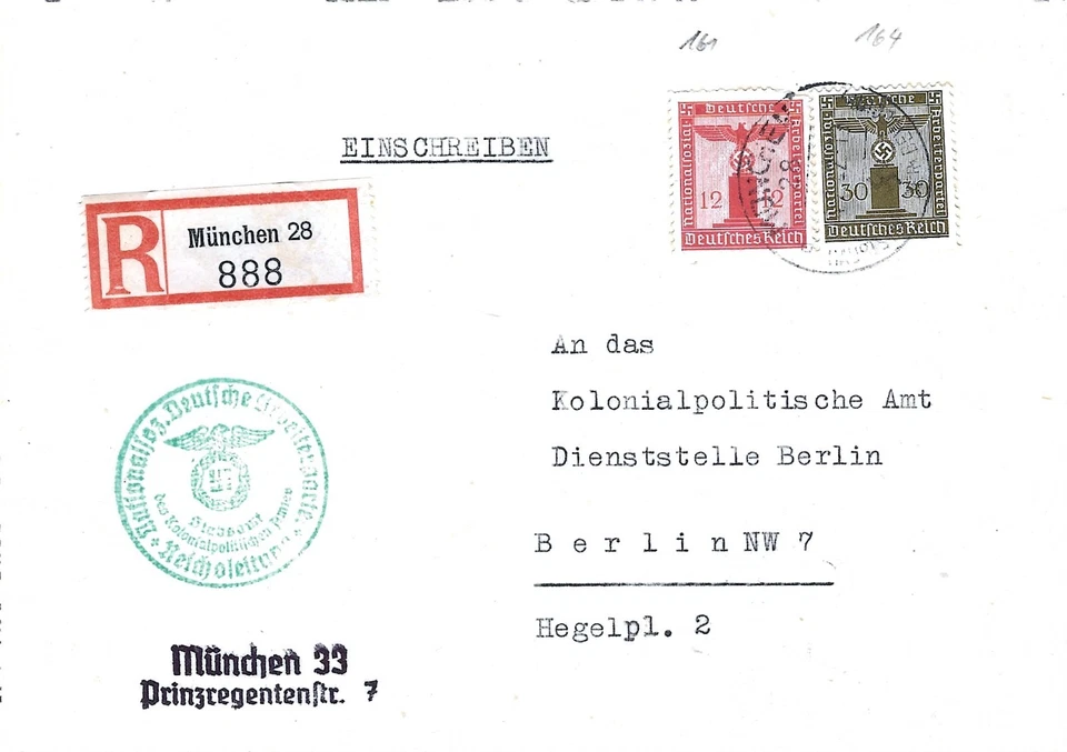 Servicio alemán del Tercer Reich Segunda Guerra Mundial 161.164 de cubierta registrada 1942 Foto 1 de 1