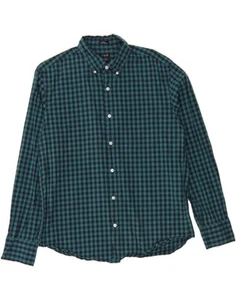 J. CREW Mens Flex Slim Shirt Large Green Gingham Cotton AC19 - Picture 1 of 3