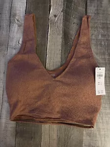 Top a costine Gilly Hicks nuovo con etichette marrone taglia Piccolo - Foto 1 di 2