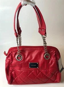 Nine West Pasha Satchel - Red - Chain Link Straps - Picture 1 of 7