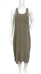 Eileen Fisher Stretch Jersey Knit Racerback Tank Dress Women M Olive Green - Picture 1 of 6