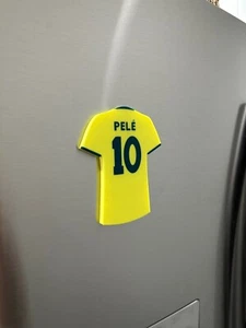 Imán de camiseta inspirado en la selección nacional de Brasil Pelé 10, kit para el hogar de Brasil, impreso en 3D - Imagen 1 de 3
