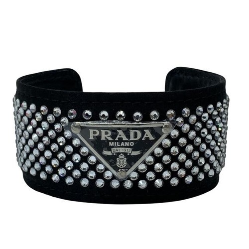 Bracciale PRADA braccialetto logo strass materiale satinato con scatola autentico