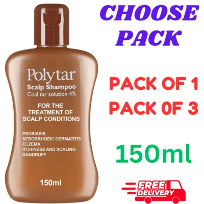 Polytar Scalp Shampoo 150ml Treats Psoriasis Seborrhoeic Dermatitis Itchy Eczema