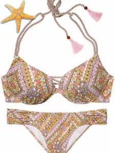 Victoria Secret Gorgeous Pink Paisley 32D 34A 34C, 34D Knockout bikini Medium - Picture 1 of 10