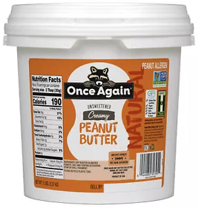 Once Again Creamy Peanut Butter, Salted, Unsweetened, 5lb Bucket - Picture 1 of 2