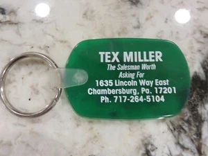 Portachiavi vintage rivenditore TEX MILLER portachiavi vendita auto Chambersburg PA EUC - Foto 1 di 2