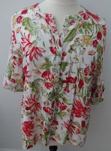Cynthia Rowley Woven Boho Top Peasant Blouse Shirt Plus Sz 1X Floral Hi Lo Hem - Picture 1 of 10