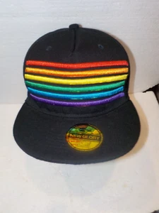 NUEVA Gorra de Béisbol Colores Arco Iris LGBTQ Negra "Nueva Gloria" Ajustada Xin Chang OSFA - Imagen 1 de 6