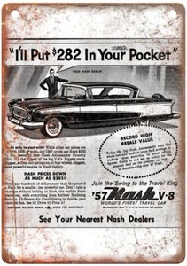 Vintage 1957 Nash Automobile Ad Retro Look Reproduction Metal Sign A3717 - Picture 1 of 2