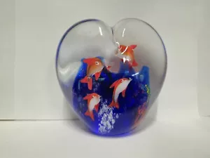 Vintage Murano Style Paperweight Art Glass Fish Aquarium Multi-colored - Picture 1 of 3