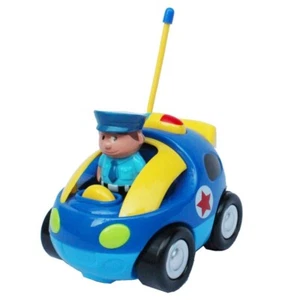 Juguete de control remoto de coche de policía RC de dibujos animados de 4" para niños pequeños (azul) - Imagen 1 de 5