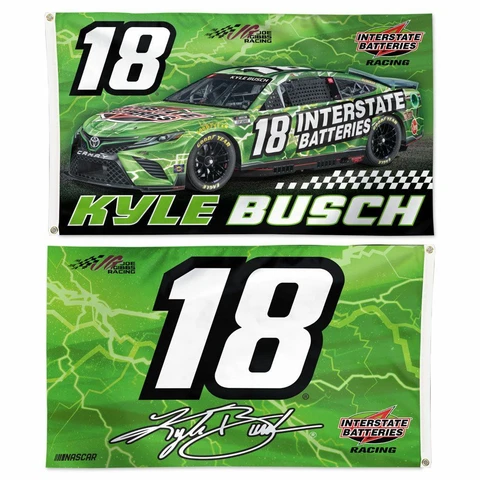 Kyle Busch 2022 Wincraft #18 Interstate Batteries 3' x 5' 2 Sided Flag FREE SHIP Cover