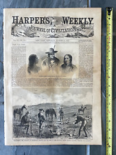 8 17 1867 Harpers Pawnee Kidder Massacre Western Indian Woodcut Print Engraving