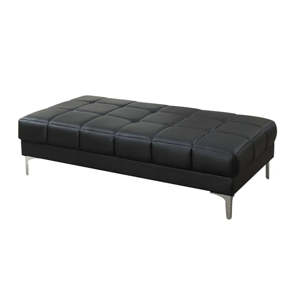 BenJara Modish Bonded Leather Ottoman Black - Image 1 of 1