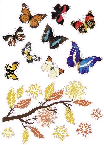 Butterfly Artwork Kids Living Room Decor Wall Sticker Decal 15"W X 23"H - Image 1 of 1