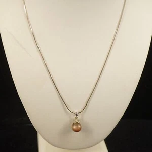 18K White Gold Pearl & Sapphire Pendant Necklace - Free Shipping USA - Picture 1 of 11