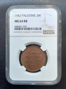 1942 PALESTINE TWO 2 MIL: NGC MS64 RB - Picture 1 of 4
