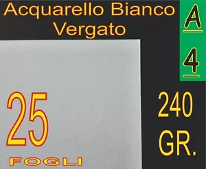 25 FF CARTA VERGATA ACQUARELLO BIANCO PER STAMPANTI LASER INKJET A4 FOTO RUSTIK - Foto 1 di 1