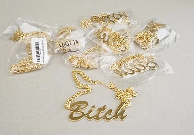 10 Pack Lux Accessories Best BITCH Gangster Big Chain Link Word Pendant Necklace - Image 1 of 4