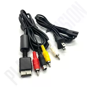 S-Video AV Cable + Power Cable Combo for PS3/ PS2/ PS1/ PSX S-AV PlayStation - Picture 1 of 1