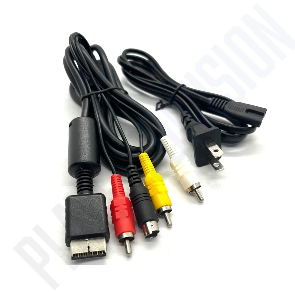S-Video AV Cable + Power Cable Combo for PS3/ PS2/ PS1/ PSX S-AV PlayStation - Image 1 of 1