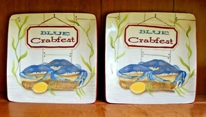 2 PLATOS DE ENSALADA DE ALMUERZO SQ CERTIFICADOS INTERNACIONALES KATE MCROSTIE BLUE CRABFEST  - Imagen 1 de 4