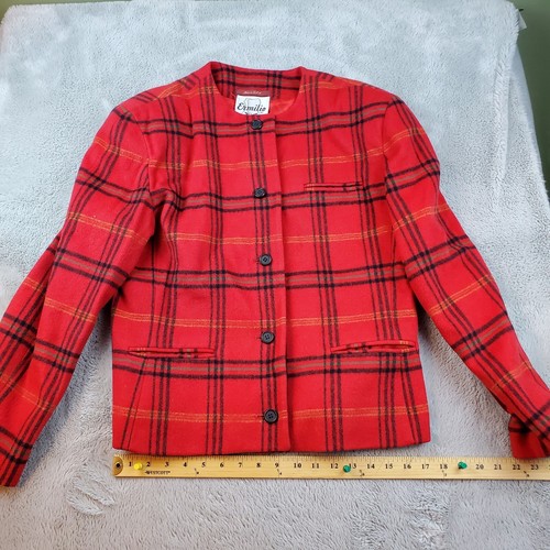 VETEMENTS Giacca vintage lana lavoro donna 12 bufalo rosso a quadri lavoro fienile campo cappotto Ermilio