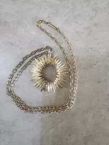 Vintage Sarah Coventry Sunburst Starburst Gold Tone Chain Necklace - Picture 1 of 4