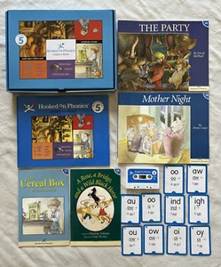 HOOKED ON PHONICS LEVEL 5 Cassette Tapes Workbook Flash Cards Books Homeschool - Imagen 1 de 13