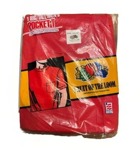 VTG 1991 NOS Fruit Of The Loom Pocket T TShirt USA RED 3XL SEALED 100 Cotton - Picture 1 of 8