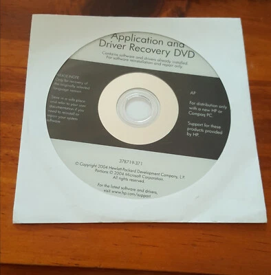 HP Application and Driver Recovery DVD 2004 - Image 1 of 4