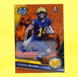 2023 Bowman Chrome University Roman Wilson 1/25 Auto Orange Refractor Card 