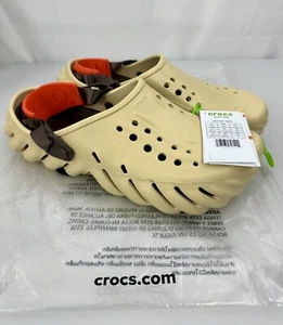 New Men's Size 12 Crocs Echo Clog Sesame 207937-0HX Beige Adjustable Ankle Strap - Picture 1 of 6