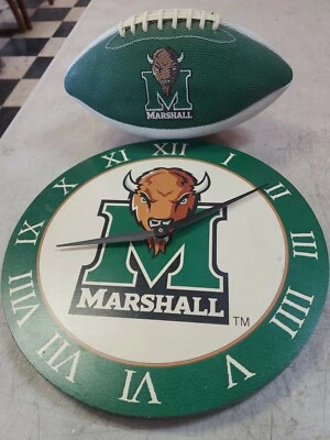 MARSHALL UNIVERSITY-THUNDERING HERD-CLOCK PREOWNED and Football. Foto 1 de 4