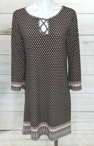 Max Studio Women’s Black Pink Shift Dress Size Medium Flower Design EUC A0614 - Picture 1 of 10