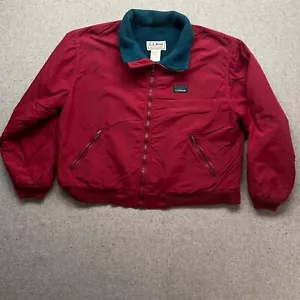 Vintage L.L. Bean Warm Up Jacket Large Red Full Zip Fleece Lined 90s - Picture 1 of 12