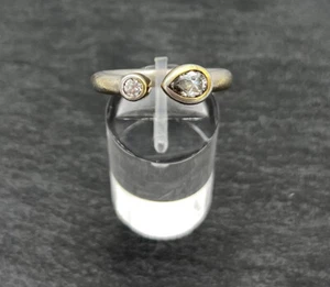 925/- Silberring mit weißen simulierten Diamanten, Ringgröße 54, Bicolor, Damen - Bild 1 von 3
