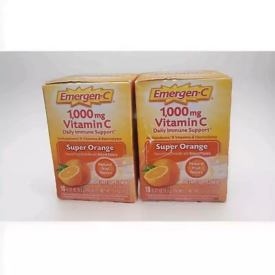 2 Pack (20 Packets Total) Emergen-C 1,000 mg Vitamin C ORANGE Drink Mix Ex:02/26 - Image 1 of 4