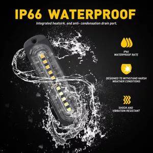 Car Truck SUV Front Rear Super Amber/White Flashing Light Bar 10LED Super Bright - Picture 1 of 12