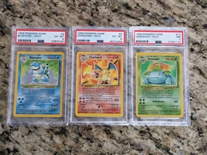 Charizard Blastoise Venusaur PSA 6/6/7 WOTC 1999 Pokemon Base Set Unlimited Trio - Bild 1 von 5