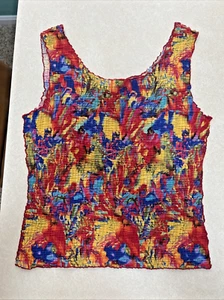 Cest Duo colorful abstract design crinkly pullover tank, cami, size L - Picture 1 of 3