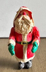 Estatuilla de Navidad de Papá Noel vintage de papel maché de 5 pulgadas de alto - Imagen 1 de 3