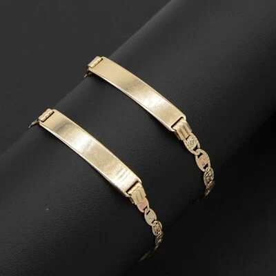 Tri-Color Textured Valentino Mariner ID Bracelet Real 10K Tri-Color Gold - Image 1 of 4