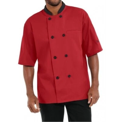 Mens Short Sleeve Chef Coat Jacket with Pockets Kitchen Restaurant Uniform Shirt - Image 1 of 3