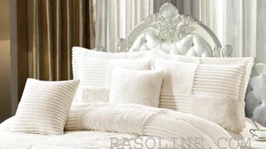 Set of Two Pillowcases 42x42 cm Soft and Warm Eco Ivory Fur - Picture 1 of 2