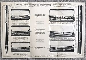 Vintage Waterman Ideal Fountain Pen Christmas Advertising Flyer Brochure