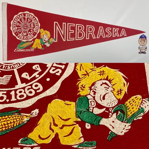 1960's Vintage Nebraska Cornhuskers Lincoln Big Ten University Pennant 11.5x28.5 Cover